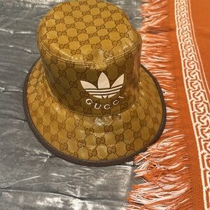 Gucci x Addidas Gold Monogram Bucket Hat